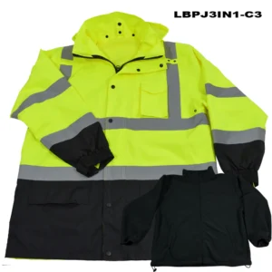 Yellow and black reflective jacket set.