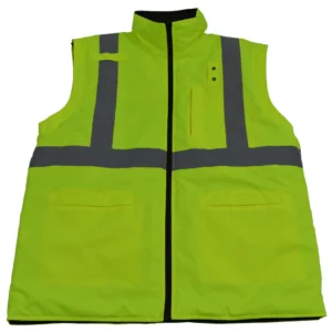 Reflective safety vest with high visibility design.