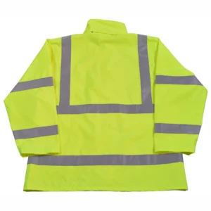 Yellow safety jacket with reflective stripes.