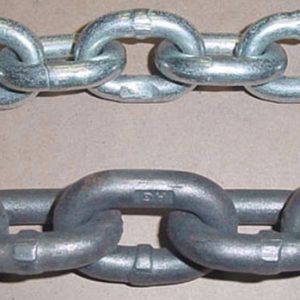Two metal chains on a flat surface.