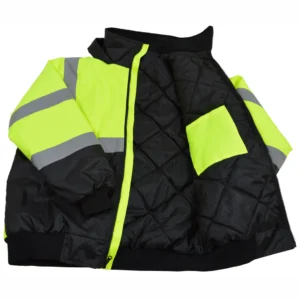 Reversible yellow and black safety jacket.