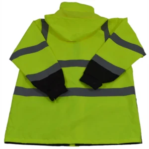 Yellow high-visibility jacket with reflective stripes.