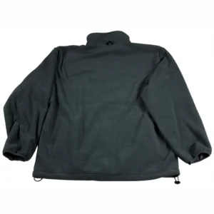Black fleece jacket with long sleeves.