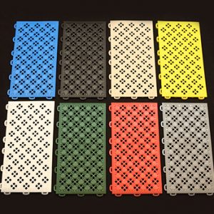 Colorful interlocking tiles arranged in rows.