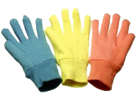 Three colorful fingerless gloves on black background.