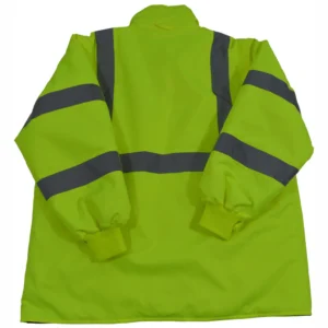 Yellow high-visibility jacket with reflective stripes.