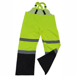 Bright yellow safety overalls with black accents.
