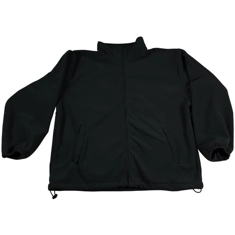 Black zip-up jacket with pockets displayed.