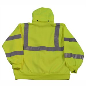 Yellow high-visibility jacket with reflective stripes.