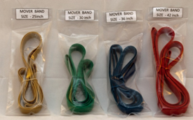 Colorful mover bands in various sizes.